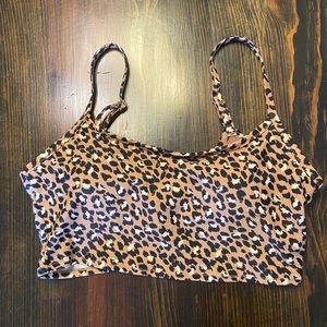 Aerie Leopard Longline Scoop Bikini Top